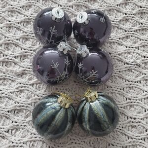 Rare Gluckstein Home Hand Decorated Mirror Ornaments 6 Piece